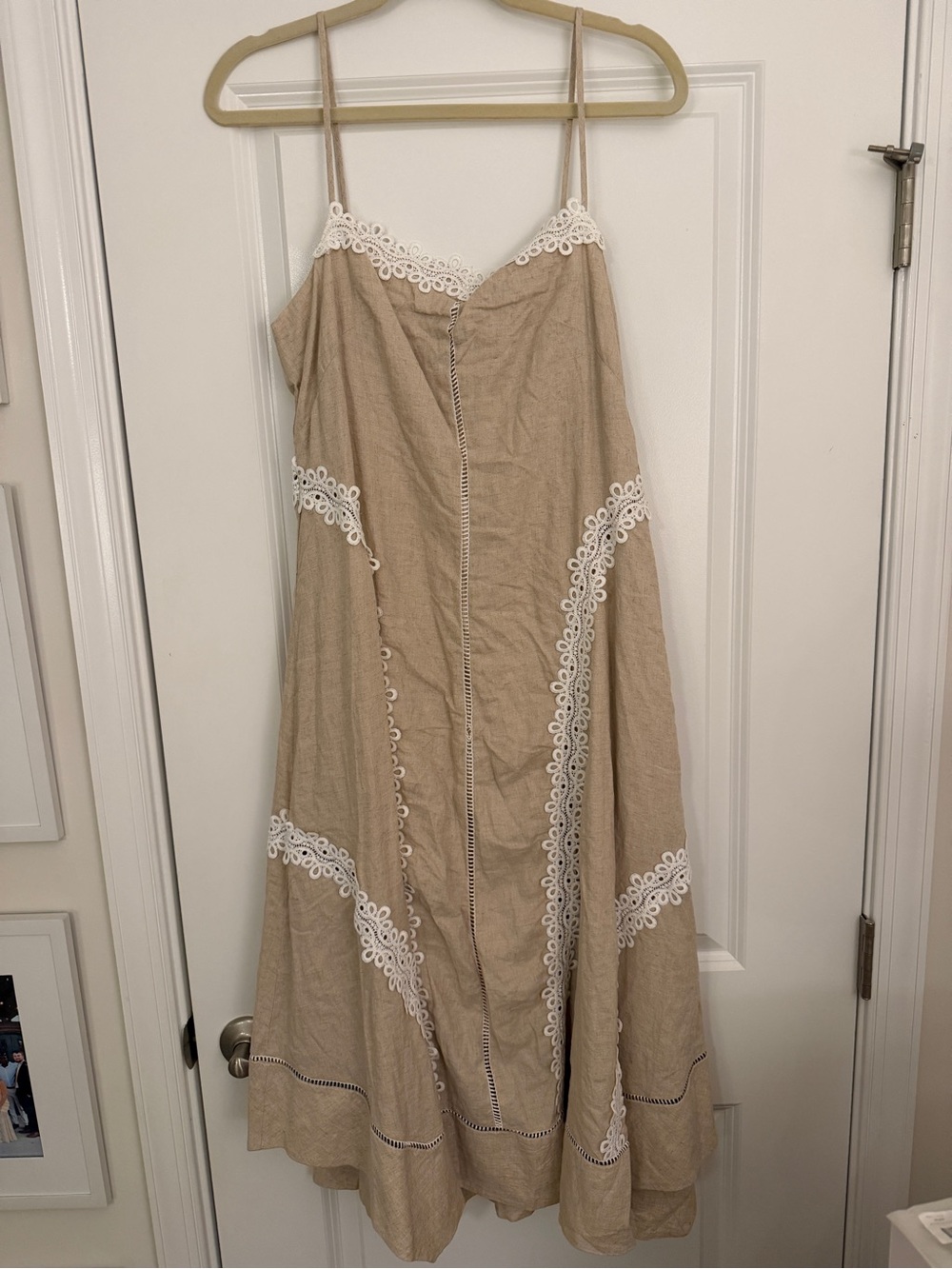 Anthropologie tan maxi dress